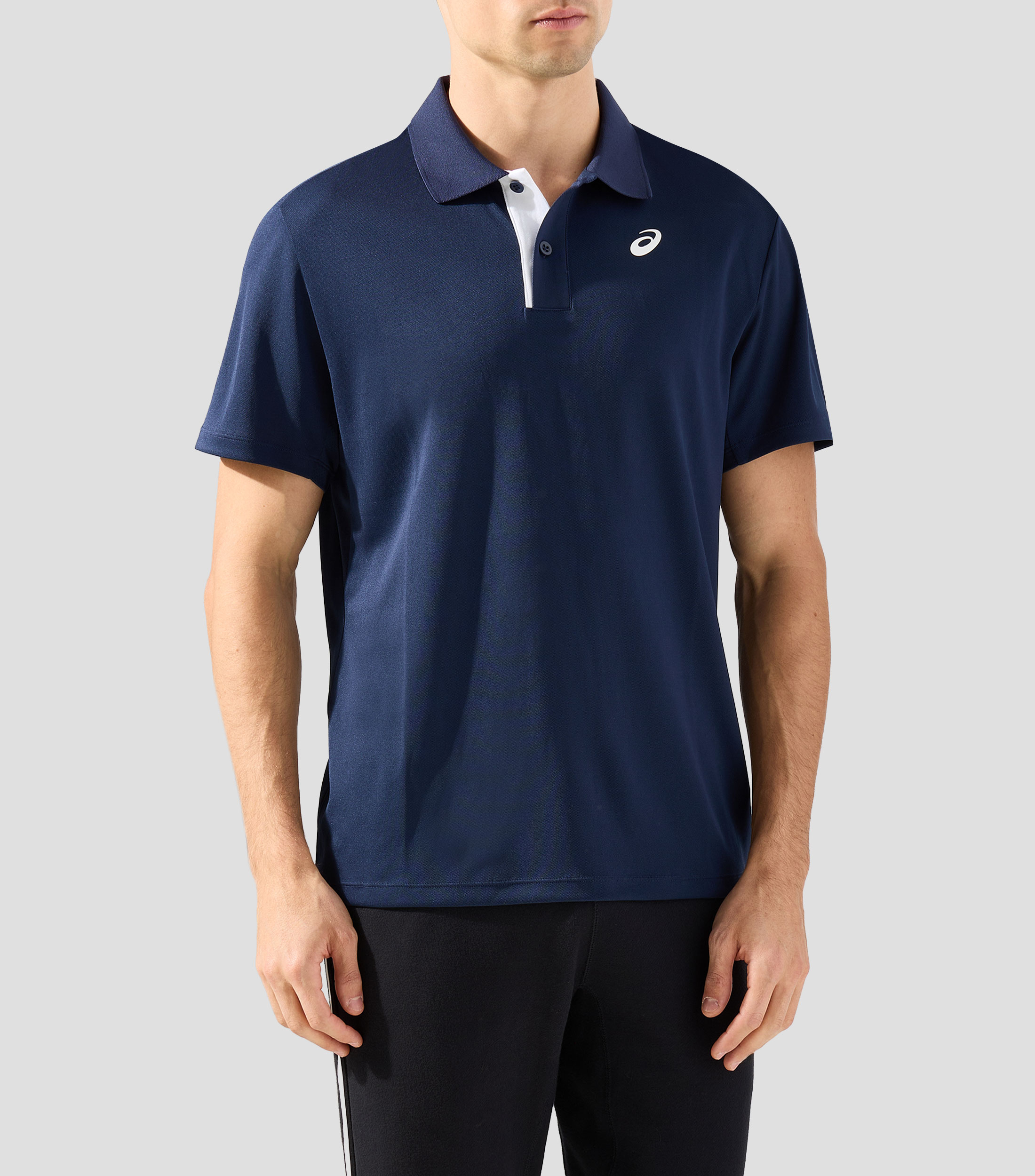 Playera polo para tennis manga corta sólida Hombre